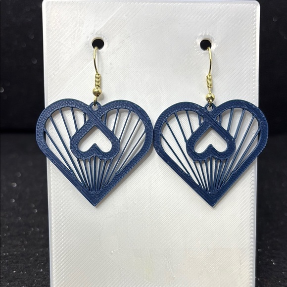 The Open Heart Twist Blue Earrings - Picture 1 of 4